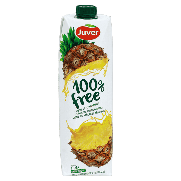 Juver - წვენი 100% ფრი, ანანასის,უშაქრო, უგლუტენო 1.ლ