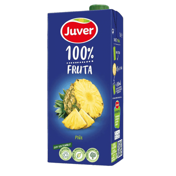 Juver - წვენი 100% ფრუტა ანანასის, უშაქრო, უგლუტენო, 1 ლ.