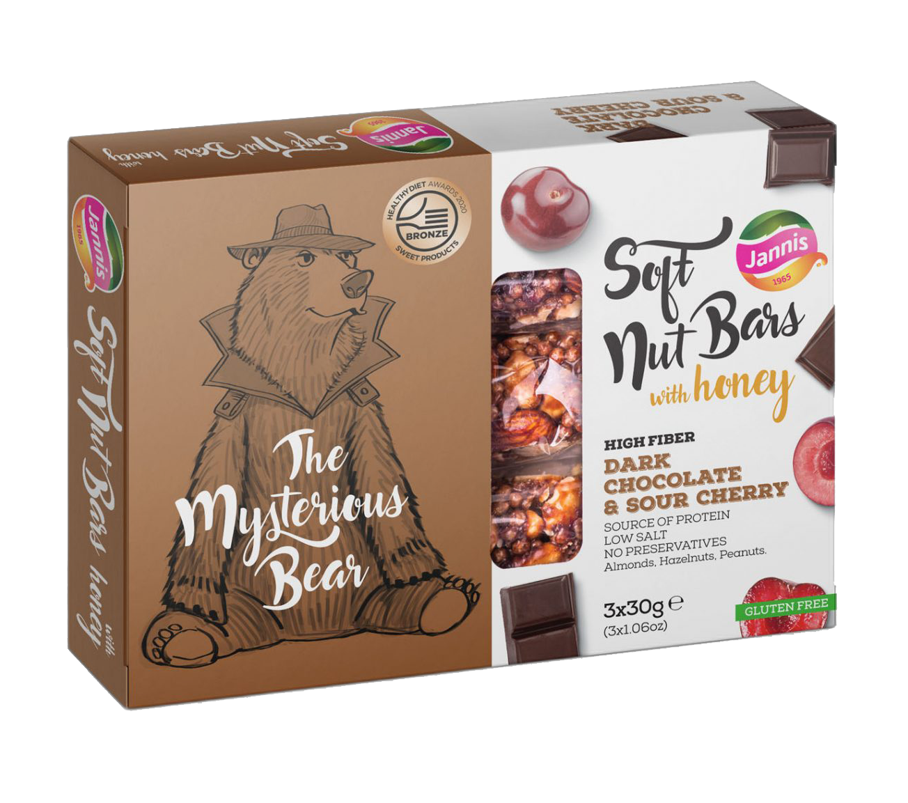 ჯანისი - ბარი თხილით, შავი შოკოლადით, უგლუტენო 30გრ.