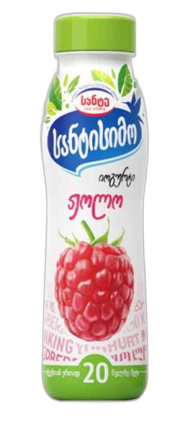 სანტისიმო დასალევი იოგურტი ჟოლოს 2.5% 290 გ.