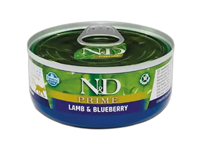 "N&D"- კატის საკვები პრაიმი ბატკანი & მოცვი 0.07 კგ