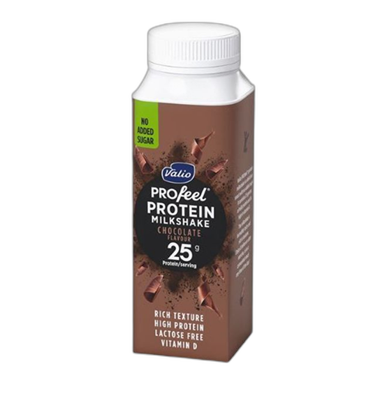 დასალევი პროტეინის მილქშეიქი /Valio/ "Profeel" შოკოლადის / უშაქრო, ულაქტოზო /7*250მლ