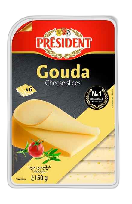 პრეზიდენტი ყველი გაუდა ნაჭრები 45% 150 გ.