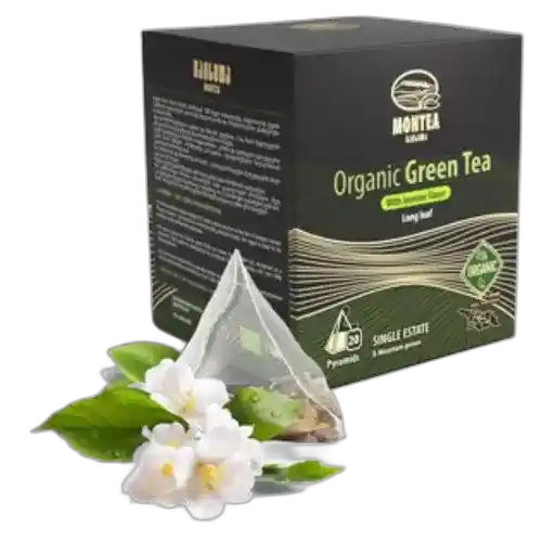 "ჩაისმთა" ორგანული მწვანე ჩაი ჟასმინის არომატით ერთჯერადი პირამიდის შეფუთვით, 20ც, 40 გრ