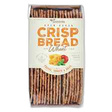 "crisp bread-ხრაშუნა პური ყველით, პომიდორით და რეჰანით 130გრ