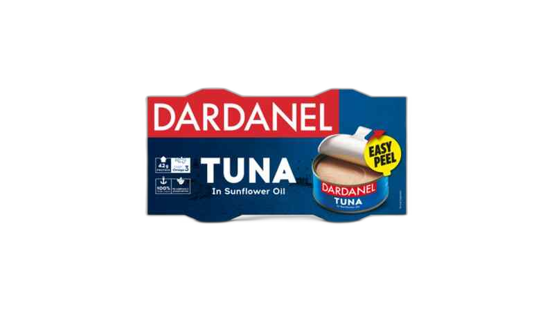 თევზის კონსერვი /დარდანელი/ თინუსი მზესუმზირის ზეთში  /2*12*140 გრ