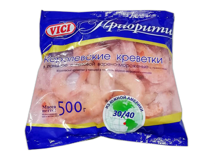 VICI-სამეფო კრევეტები ნიჟარაში მ/გ 30/40 500გრ. 8 ც/ყ
