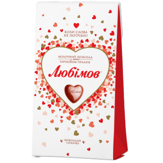 "ლუბიმოვ"-რძიანი შოკოლ.თხილიანი კრემით 100გრ 14ც