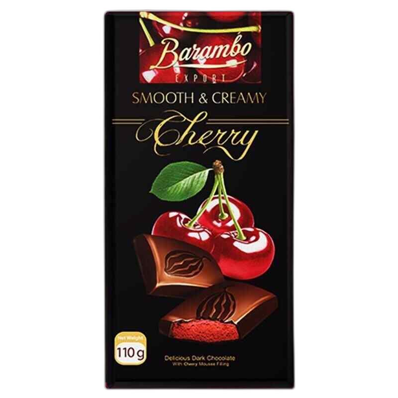 BARAMBO EXPORT შავი შოკოლადის ფილა ალუბლით 110გრ