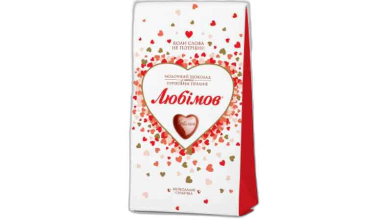 "ლუბიმოვ"-რძიანი შოკოლ.თხილიანი კრემით 100გრ 14ც