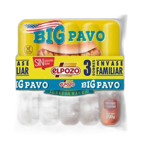 სოსისი /Elpozo/ ინდაურის  უგლუტენო (3*200) 12*600გ