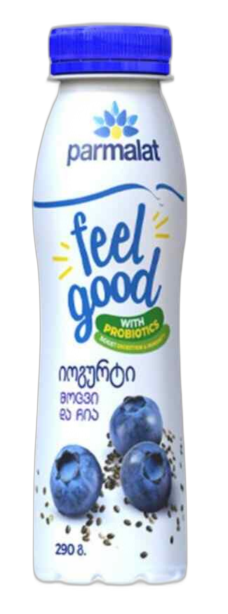 პარმალატი ფილ გუდის დასალევი იოგურტი ჩია და მოცვი 1.5% 290 გ.