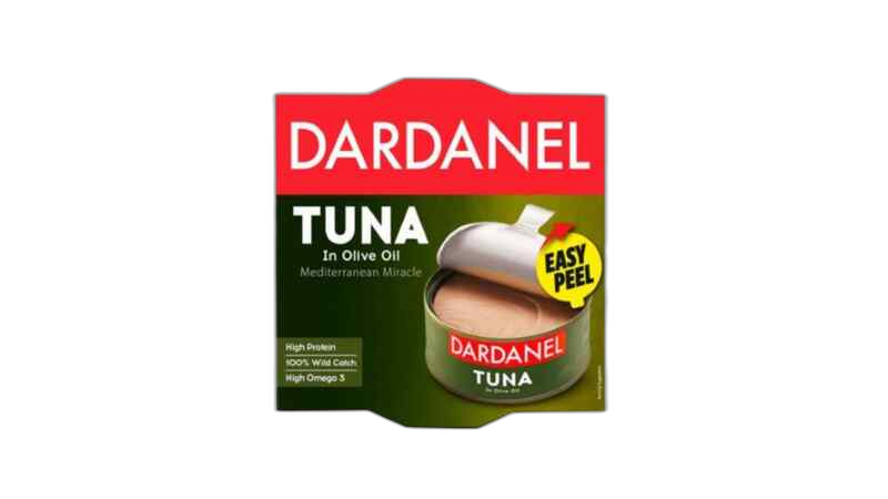 "Dardanel"- თევზის კონსერვი თინუსი ზეითუნის ზეთში 140გ