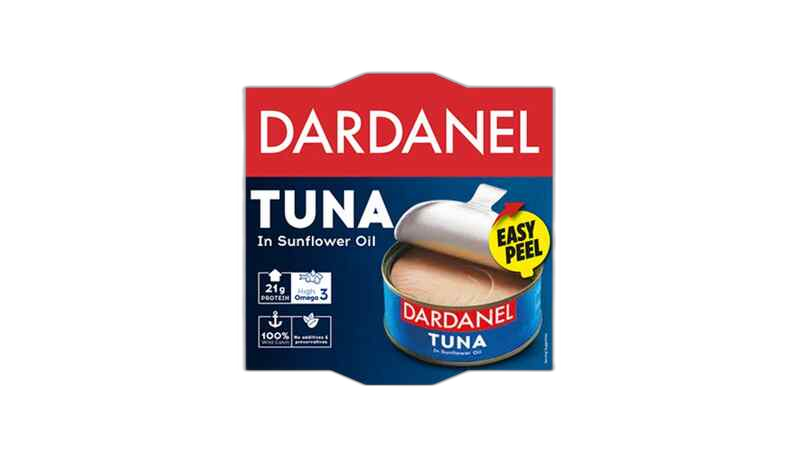 "Dardanel"- თევზის კონსერვი თინუსი მზესუმზირის ზეთში 140 გრ