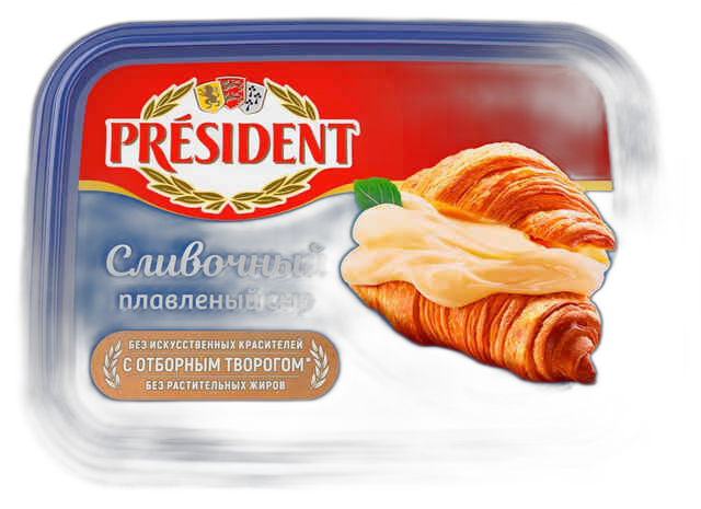 პრეზიდენტი მდნარი ყველი ნაღების 45% 200 გ.