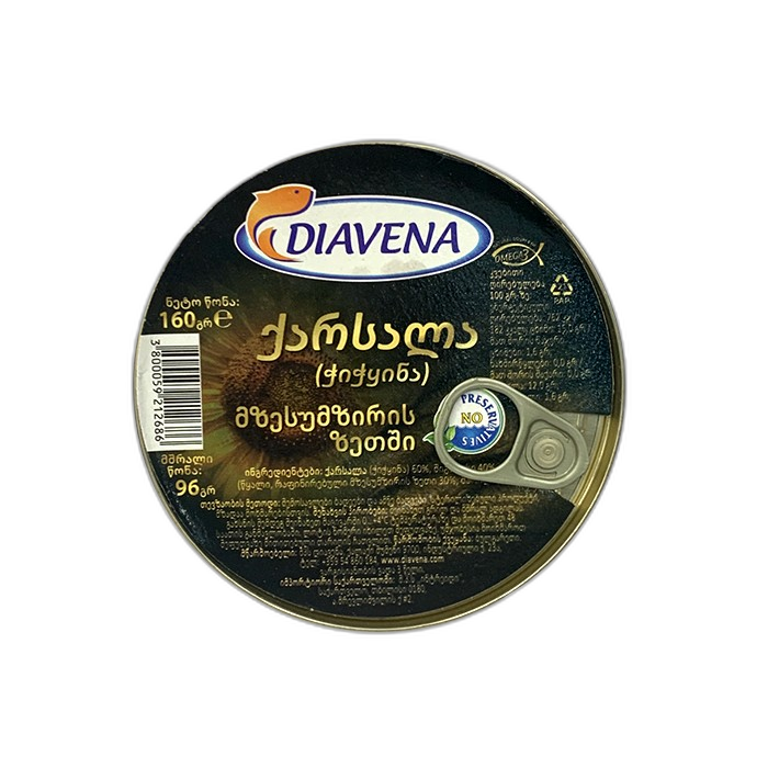 „დიავენა“ თევზის კონსერვი „შპროტი“ ზეთში 160 გ
