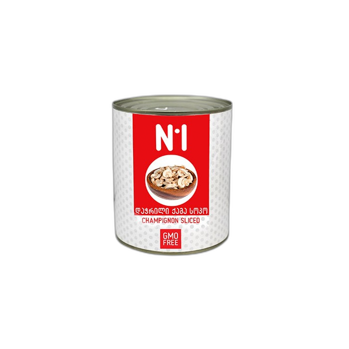 „N1“ ქამა სოკოს კონსერვი, დაჭრილი 800 გ.
