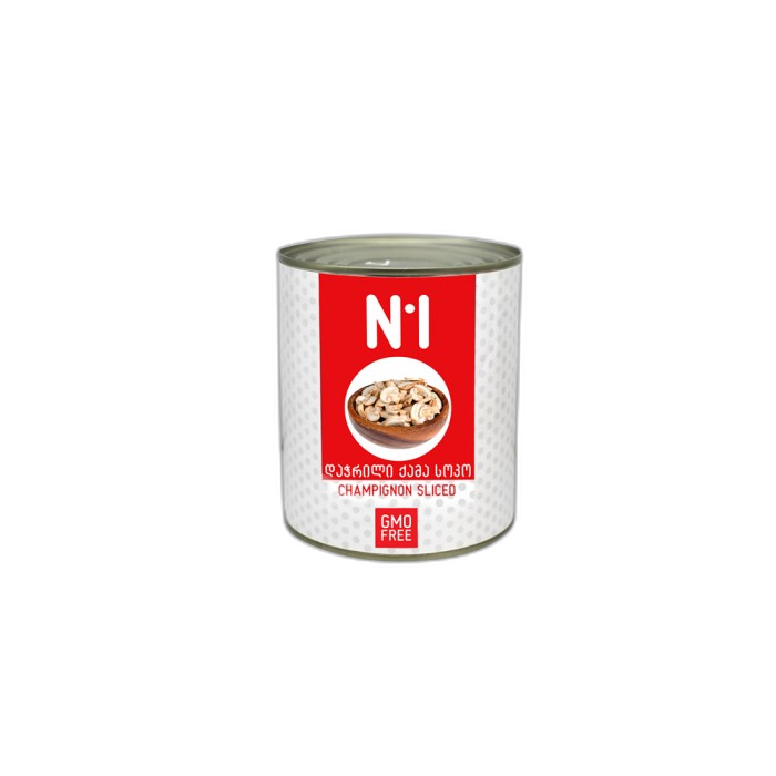 „N1“ ქამა სოკოს კონსერვი, დაჭრილი 800 გ
