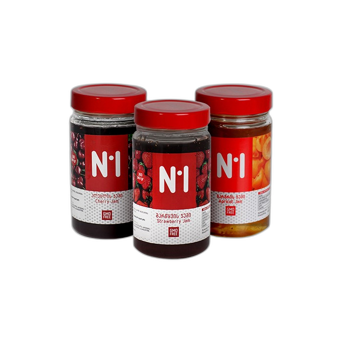 „N1“ ჯემი გარგრის/მარწყვის/ალუბლის 360 გ