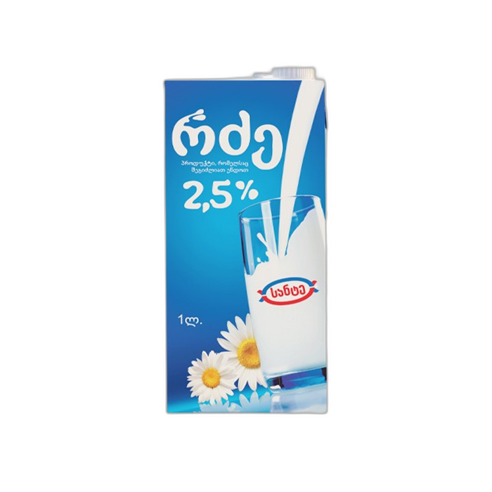 „სანტე“ რძე ულტრაპასტერიზებული 2.5% 1 ლ