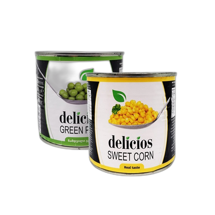 „დელისიოს“ ბარდის ან სიმინდის კონსერვი 425 მლ