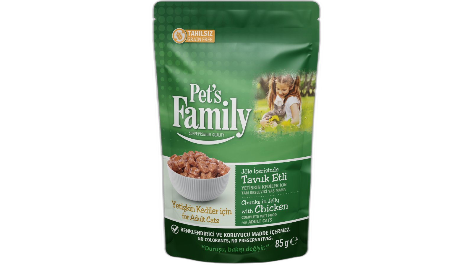 ჟელე PetsFamily კატისთვის ქათმით 85 გრ