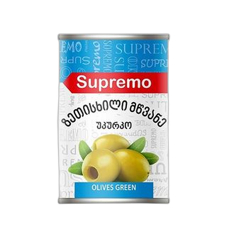ზეთისხილი "სუპრემო" მწვანე უკურკო 425 გრ / 4860101960339