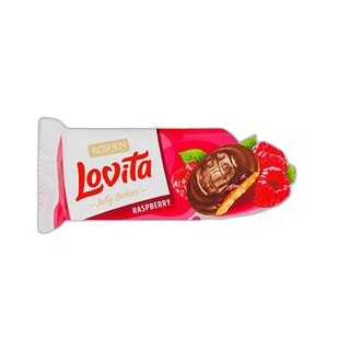 ორცხობილა Lovita ჟელეს შიგთავსით ჟოლოს გემოთი 135 გრ / 4823077634246