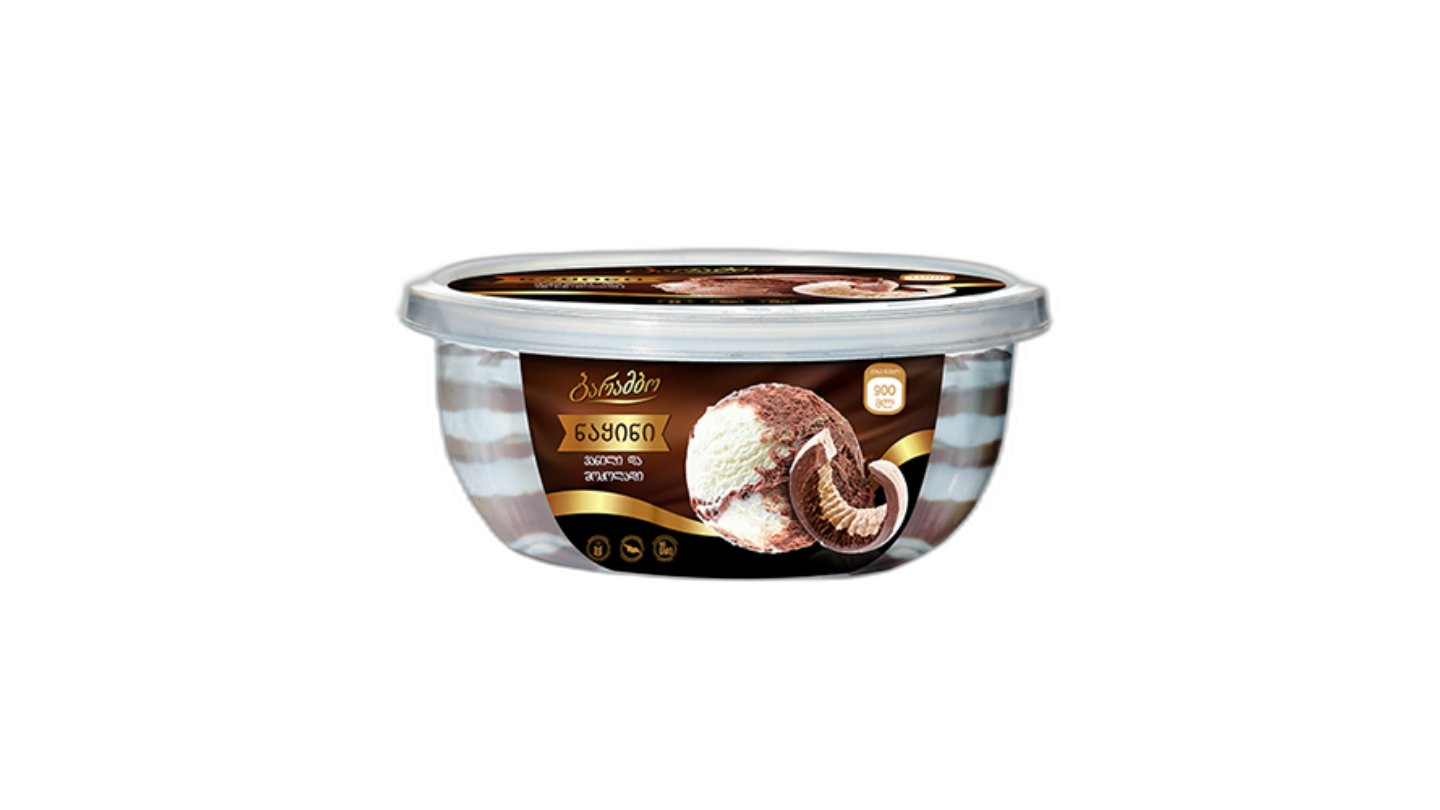 ნაყინი საოჯახო - ვანილი/შოკოლადი -900 მლ / 4860009786956