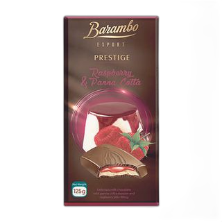 შოკოლადის ფილა "BARAMBO EXPORT PRESTIGE" ჟოლო-პანაკოტა 125 გრ / 4860009787410