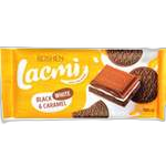 შოკოლადის ფილა "LACMI" რძ. შოკოლადი რძიანი შიგთავსით/კარამელით და კაკაოს ორცხობილით 100 გრ / 4823077633218