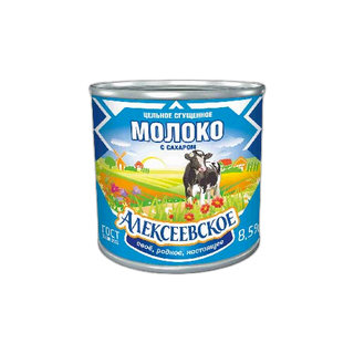 შესქელებული რძე "ალექსევსკოე" 380 გრ / 4607109470169
