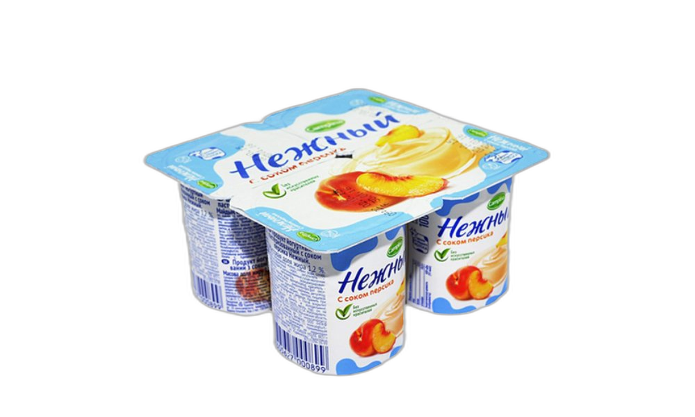 იოგურტი "ნეჟნი" 4*100გრ 1.2% ატმის წვენით / 4605627000899