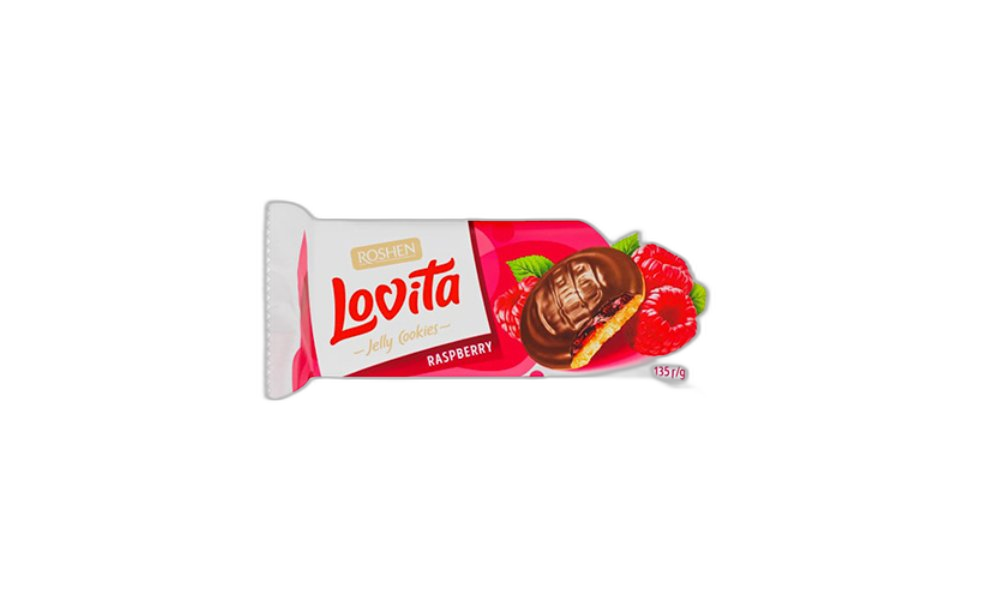 ორცხობილა Lovita ჟელეს შიგთავსით ჟოლოს გემოთი 135 გრ / 4823077634246