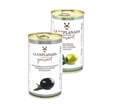 „ლა ექსპლანადა“ ზეთისხილი მწვანე/შავი უკურკო/კურკიანი 350 გ