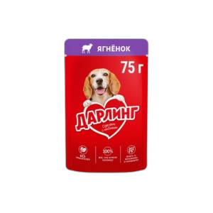 ძაღლის საკვები "დარლინგი" ჟელე ბატკნის ხორცით 75გრ