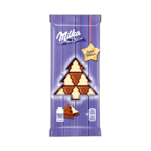 შოკოლადის ფილა "მილკა" თეთრი და რძიანი შოკოლადით (საახალწლო) 100გ