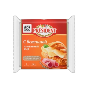 მდნარი ყველი "პრეზიდენტი" ლორით /ფენა/ 150გრ