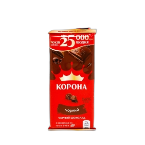 შოკოლადის ფილა "კორონა" შავი შოკოლადი 85 გრ