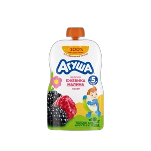 ხილის ფაფა "აგუშა" ვაშლი-მაყვალი-ჟოლო 90გრ