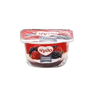 ხაჭოს დესერტი "ჩუდო" დანამატებით ჟოლო/მაყვალი 4,2% 100გრ