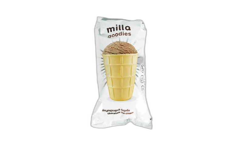 ნაყინი /პლომბირი/ შოკოლადით ვაფლის ჭიქაში /მილა/ 125მლ