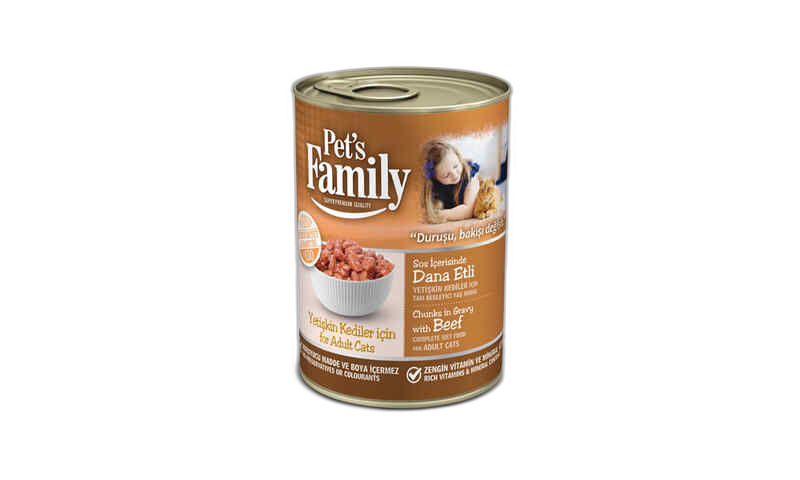 კონსერვი PetsFamily კატისთვის საქონლის ხორცით 400 გრ