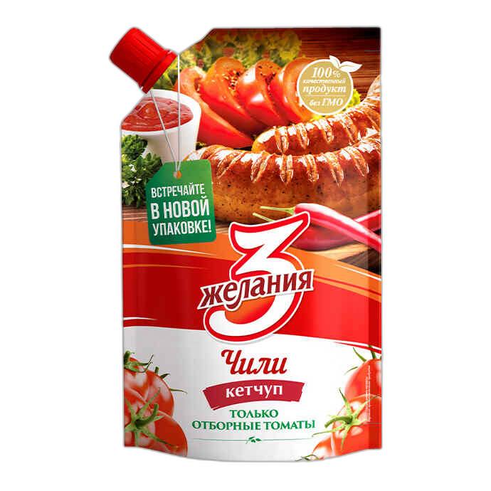კეტჩუპი ჩილი დოი-პაკი /3 ჟელანია/ - 250გრ X 60 ც/ყ