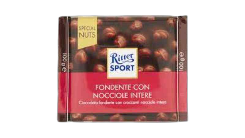 შოკოლადის ფილა /რიტერ სპორტი/ შავი მთლიანი თხილით /100 გრ