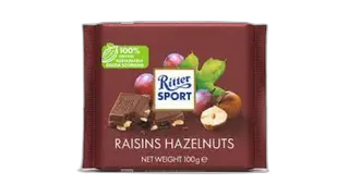 შოკოლადის ფილა /Ritter SPORT რძიანი ქიშმიშით და თხილით/ 100გრ