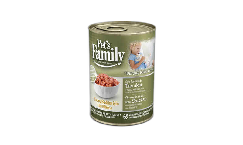 კონსერვი PetsFamily კნუტისთვის ქათმით 400 გრ