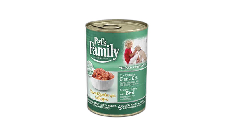 კონსერვი PetsFamily ლეკვისთვის საქონლის ხორცით 400 გრ