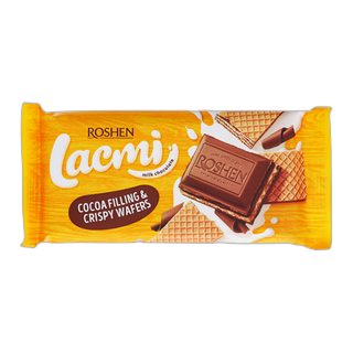 შოკოლადის ფილა / ლაკმი / შოკოლადის შიგთავსით და ვაფლით / 90 გრ