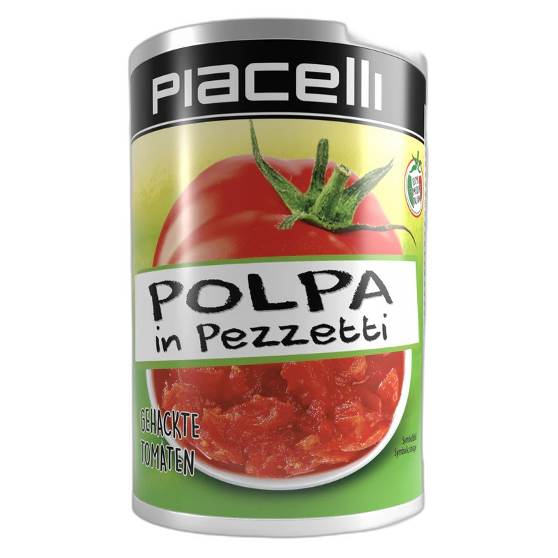 PIACELLI პოლპა პეზეტიში - დაჭრილი პომიდორი 400გრ 9002859071072